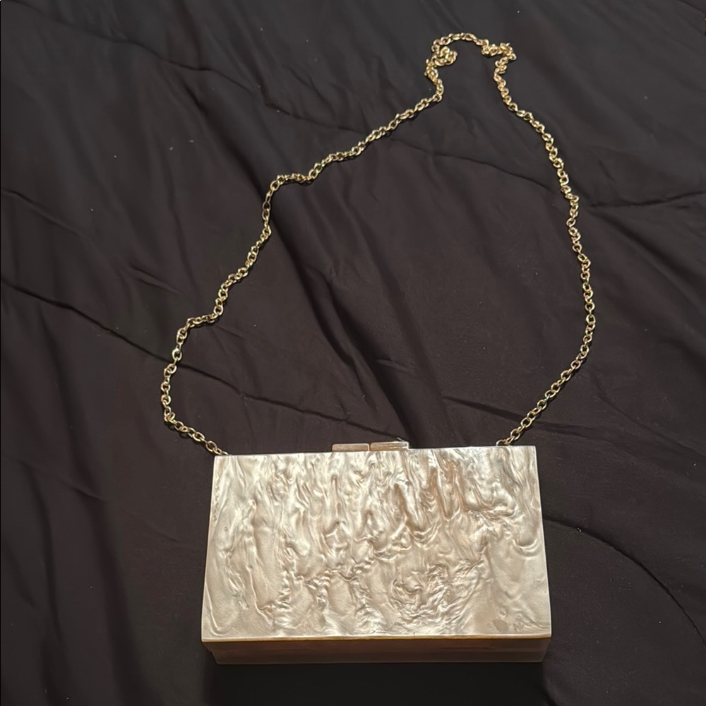 Marble pattern chain box bag